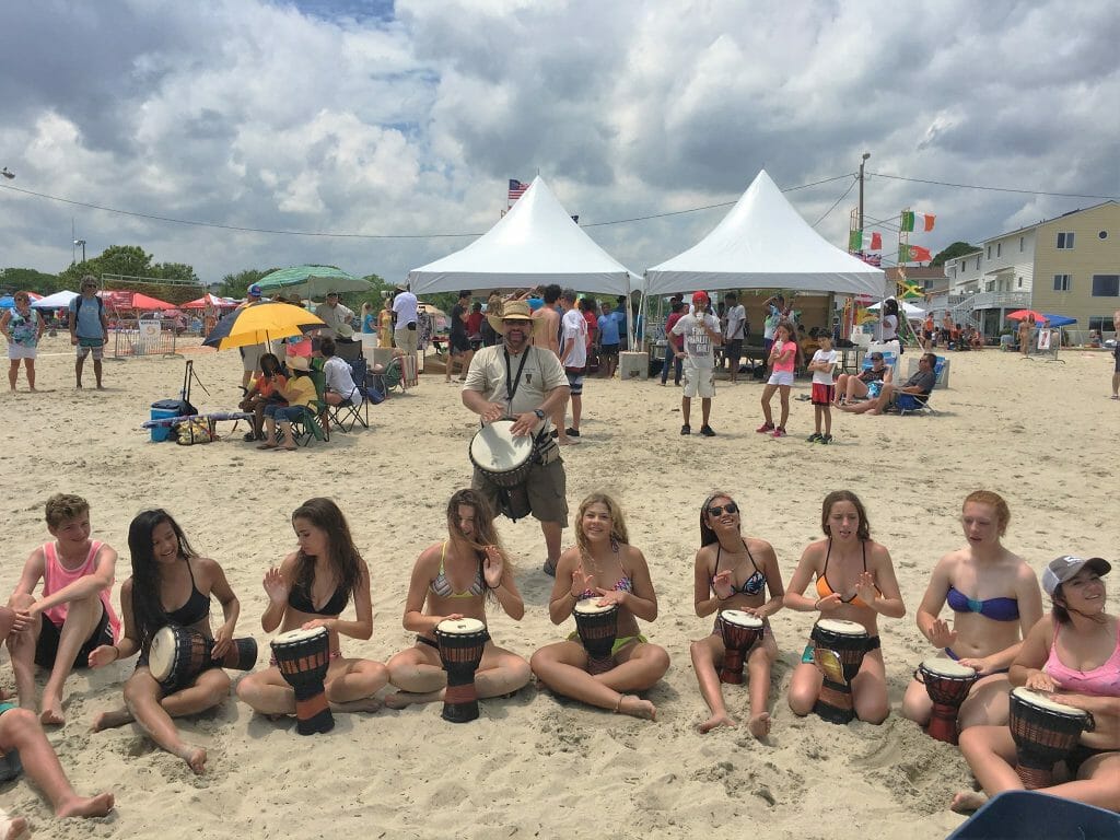 Group Drumming on the Beach